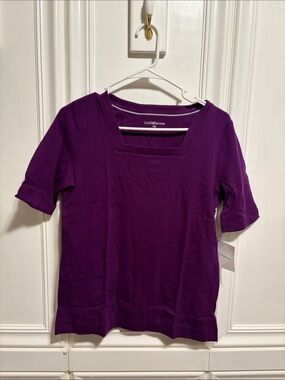 croft & barrow Purple Square Neck Short Sleeve Tee